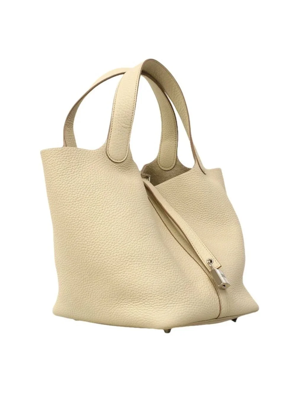 Hermes Handbag Picotin Lock MM Taurillon Clemence Cles Silver